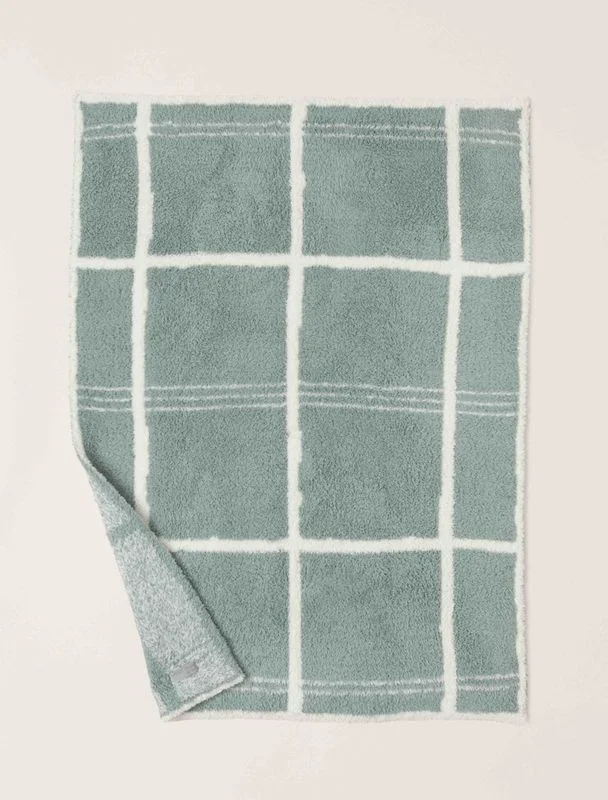 CozyChic® Grid Plaid Stroller Blanket Sage Green/Cream