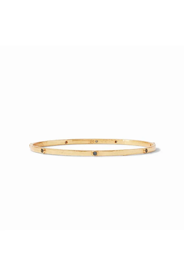 Crescent Bangle Gold CZ# Charcoal Blue Large