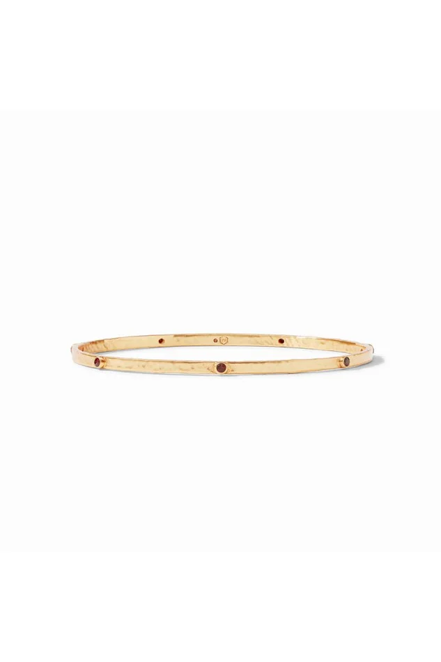 Crescent Bangle Gold CZ Ruby Red Large