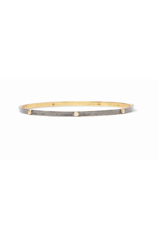 Crescent Bangle Mixed Metal Cz –