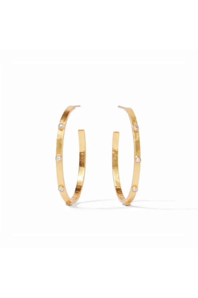 CRESCENT STONE HOOPS-LARGE