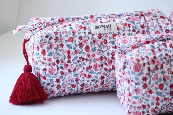 Crimson Garden Floral Cosmetic Bag
