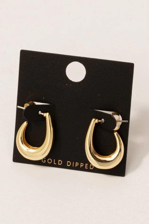 Curved Oval Cutout Hoop Earrings: Gold