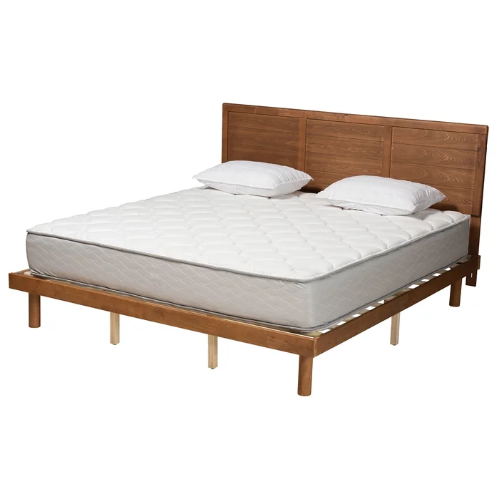 Daina Mid-Century Modern Ash Walnut Finished Wood Platform Bed