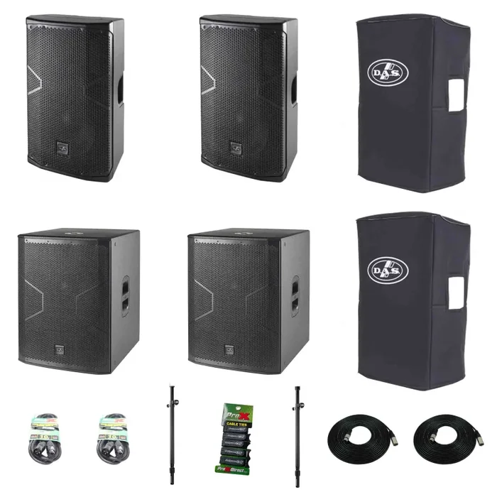 DAS Audio 712ACVR12718ATSP1, 12-Inch Powered Speaker DJ Package with Subwoofers