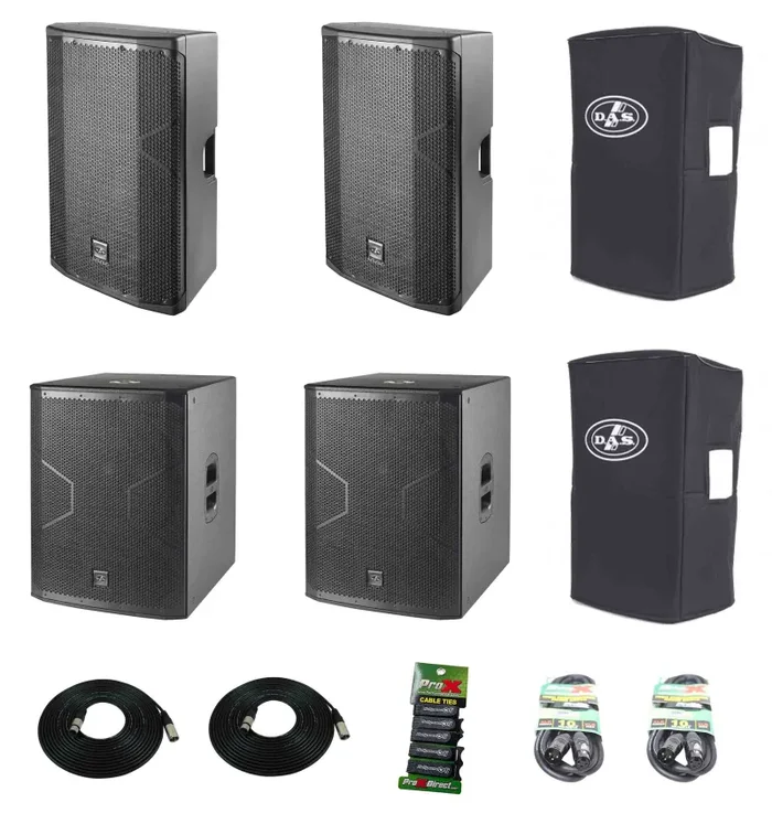 DAS Audio 715ACVRALTEA15718A, 15-Inch Powered Speaker DJ Package with Subwoofers