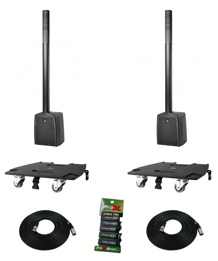 DAS Audio ALTEADUO10APLDUO, 3-Way Powered Portable Column System DJ Package with Transport Dolly