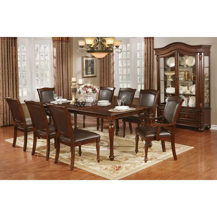 Dining Set in Brown Cherry and Espresso Finish