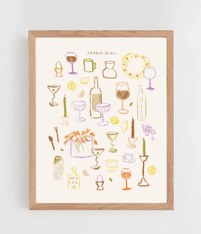 Dinnerware Art Print – Olive: 11 x 14