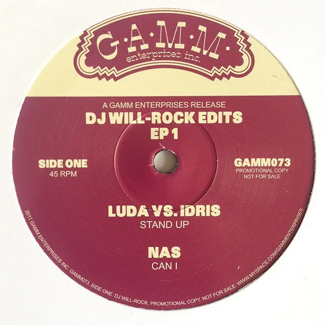 DJ Will-Rock: Edits EP 1 (Ludacris, Nas, Earth Wind & Fire) 12″