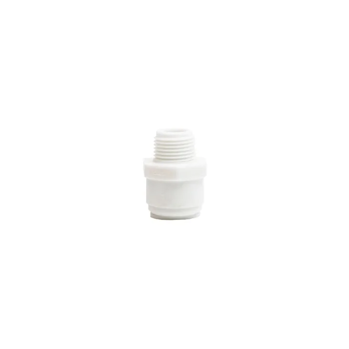DMfit Male Connector – Tube OD 1/2″ Thread 3/8″ NPTF Acetal White