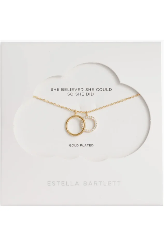 DOUBLE CIRCLE CHARM NECKLACE GOLD PLATE