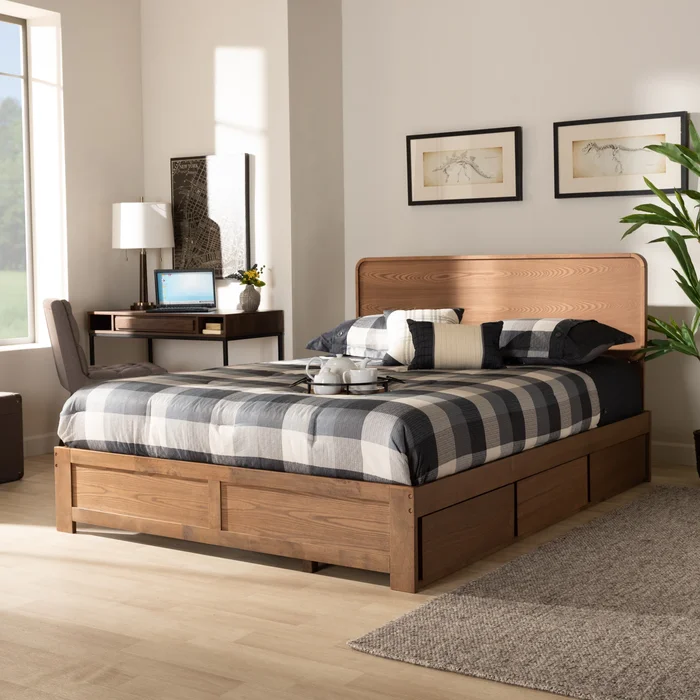 Eleni Modern and Contemporary Transitional 3-Drawer Storage Bed