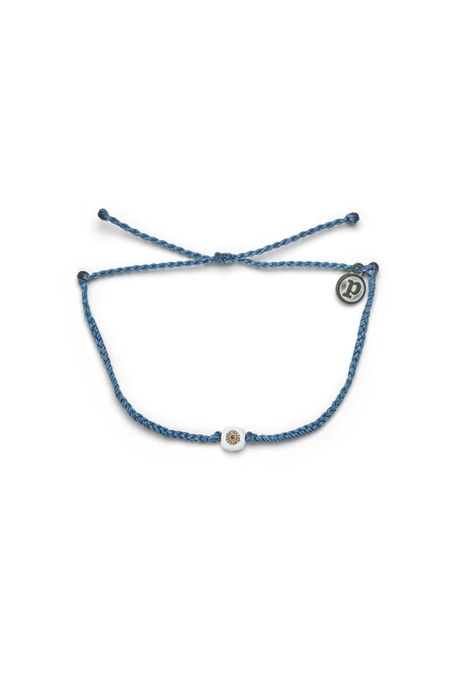 Enamel Sunflower Bead Bracelet-Dusty Blue