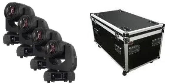 Encore Pro Lighting 4pk AuraBeam 230 w/ Roadcase – 230w Osram Short Arc Discharge Moving Head Beam w/ ArtNet and 5 Pin DMX