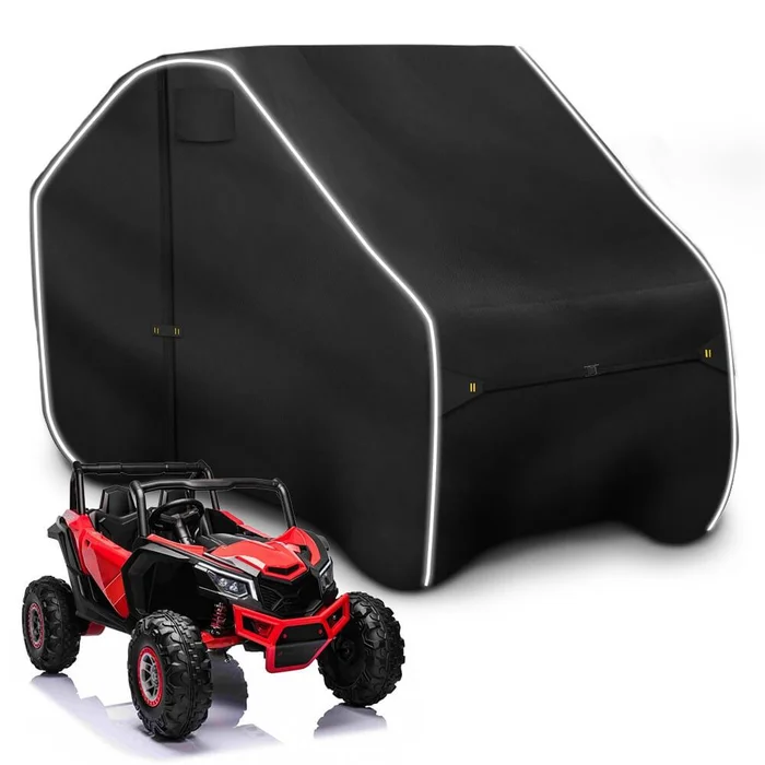 Fade and Tear Resistant UTV Cover with Reflective Strips,600D Heavy-Duty Waterproof 2-3 Seater Side by Side Covers Fit for Polaris RZR Yamaha Can-am Honda Kawasaki