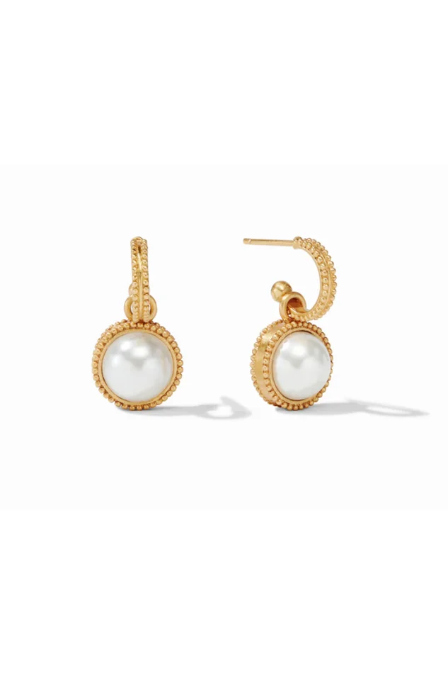 FLEUR-DE-LIS HOOP & CHARM EARRING PEARL