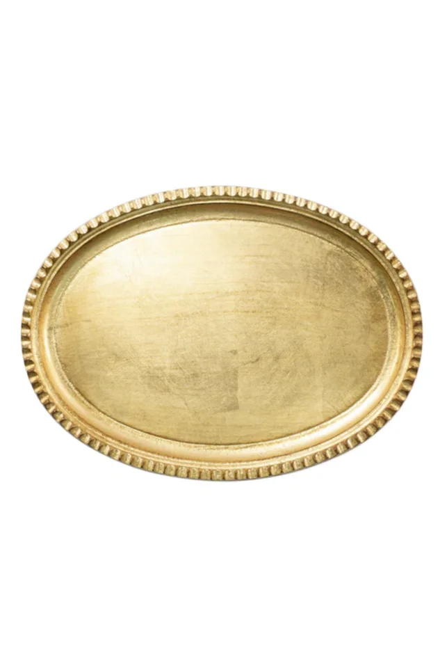 FLORENTINE WOODEN GOLD OVAL TRAY SMALL
