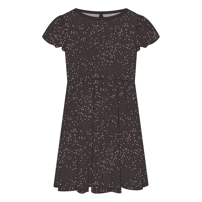 Flutter Sleeve Twirl Dress – Midnight Constellations