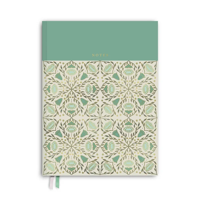 Folk Pattern Hardcover Notebook – Viridian Green