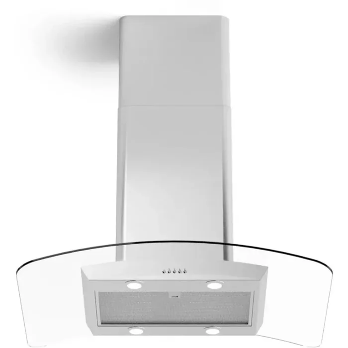 Forte CORTIVOISLAND36 Cortivo 36 Inch Island Mount Range Hood with 4-Speed/600 CFM Blower, Electronic Push Button Control, LED Lighting, Dishwasher-Safe Mesh Filter, Time Delay Shut-Off, Grease Filter Light Indicator, Charcoal Filter Light Indicator