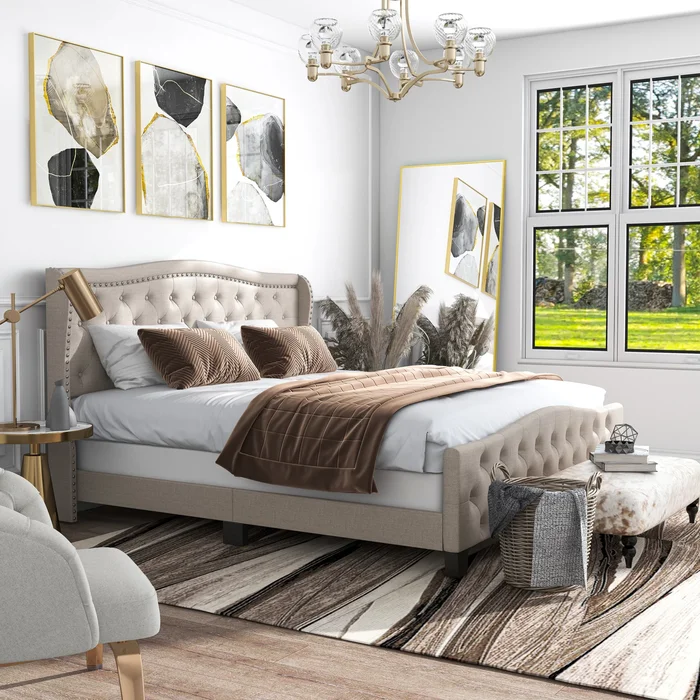 Furniture of America Sumala Modern Button Tufted Wood Panel Bed