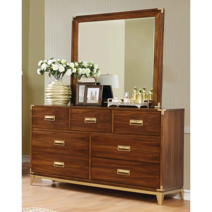 Furniture of America Tuff Modern Oak 2-piece Dresser and Mirror Set