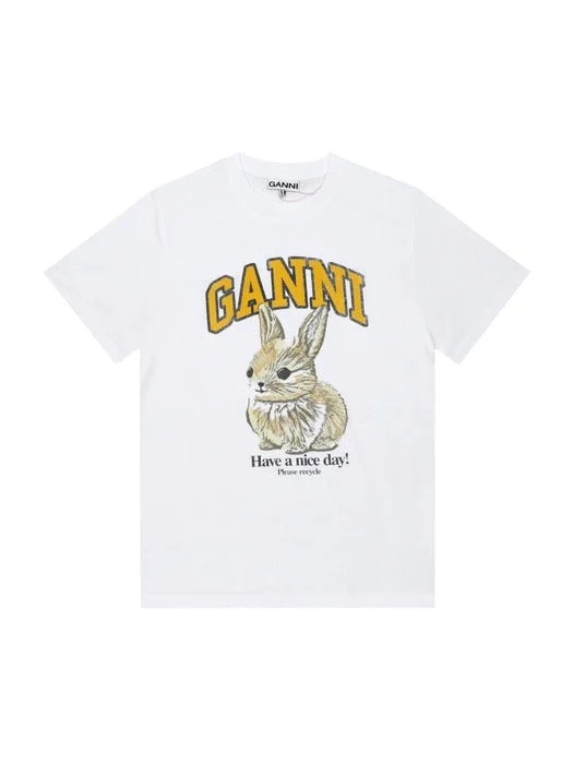 [GANNI] Bunny Logo Print Women’s Short Sleeve T-Shirt (T4273 151)