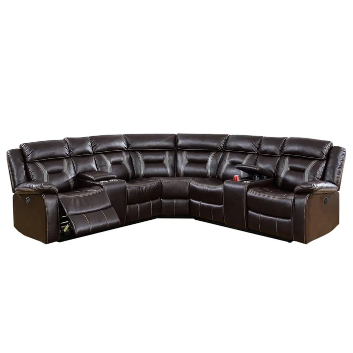 Gel Leatherette Power Motion Sectional With USB Charger