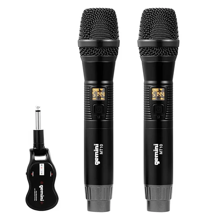 Gemini Sound GMU-M200, Dual Handheld UHF Wireless Microphone System with Plug-In Receiver