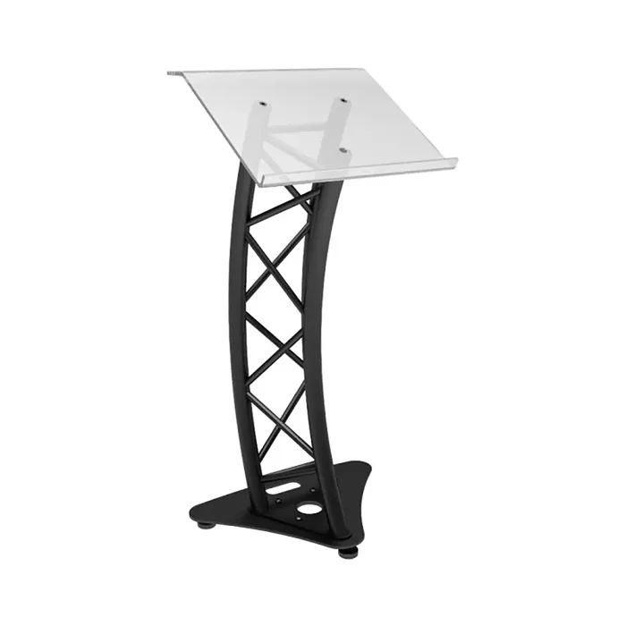 Global Truss GT-LECTERN PRO BLK, Plexi Top Triangular Curved Lectern – Black