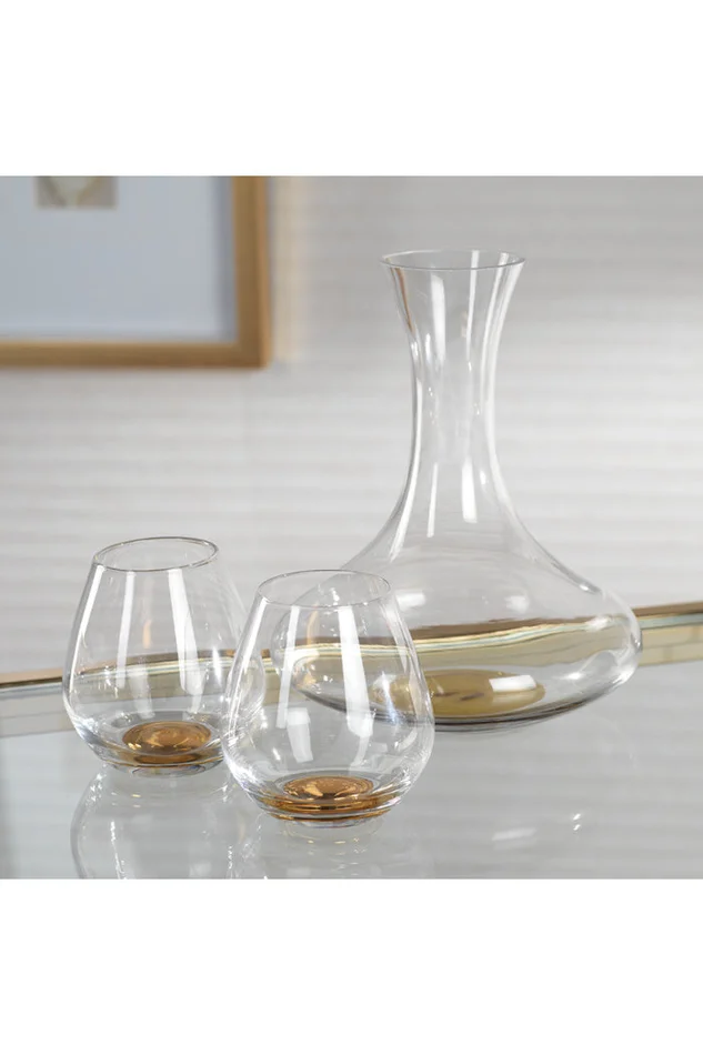 GOLDEN BASE STEMLESS WINE GLASS