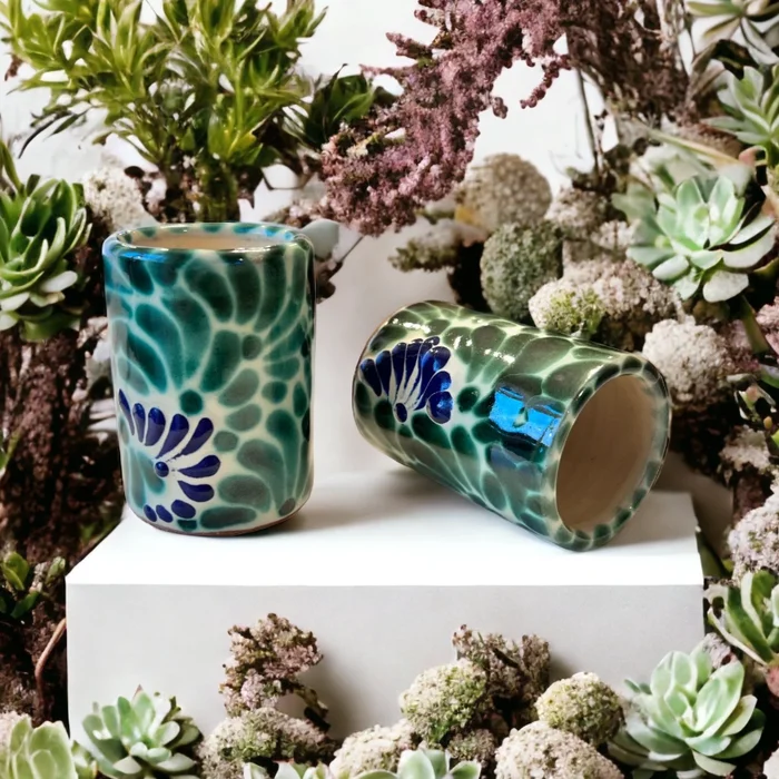 Green Handmade Talavera Shot Glass