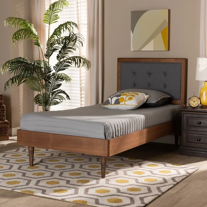 Greta Mid-Century Modern Twin Size Platform Bed