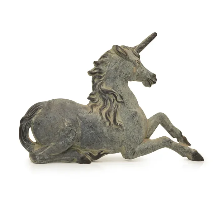 Grey Stone Unicorn Statue