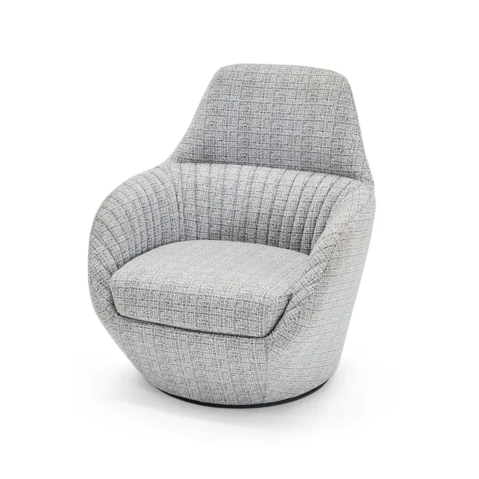 Grey Textured Fabric Modern Arm Chair