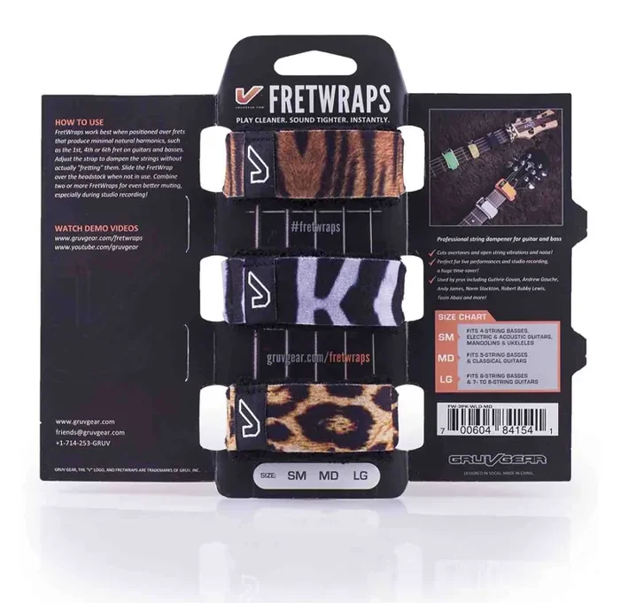 Gruv Gear FW-3PK-WLDSM, FretWraps Small Wild Prints – 3-Pack