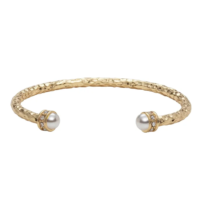 Halcyon Days Hammered Pearl Torque Bangle