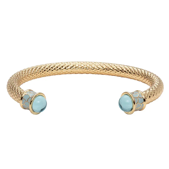 Halcyon Days Salamander Gold & Aquamarine Torque Bangle