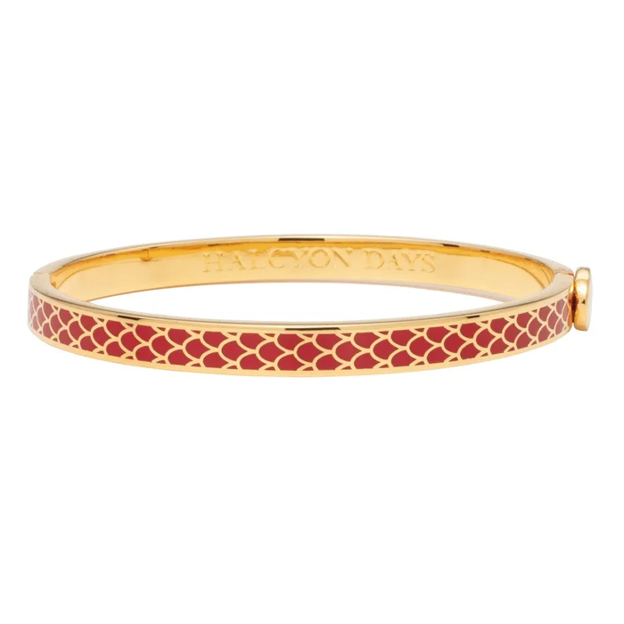 Halcyon Days Skinny Salamander Red & Gold Hinged Bangle