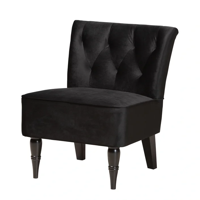 Harmon Contemporary Velvet Fabric and Black Finished Accent Chair