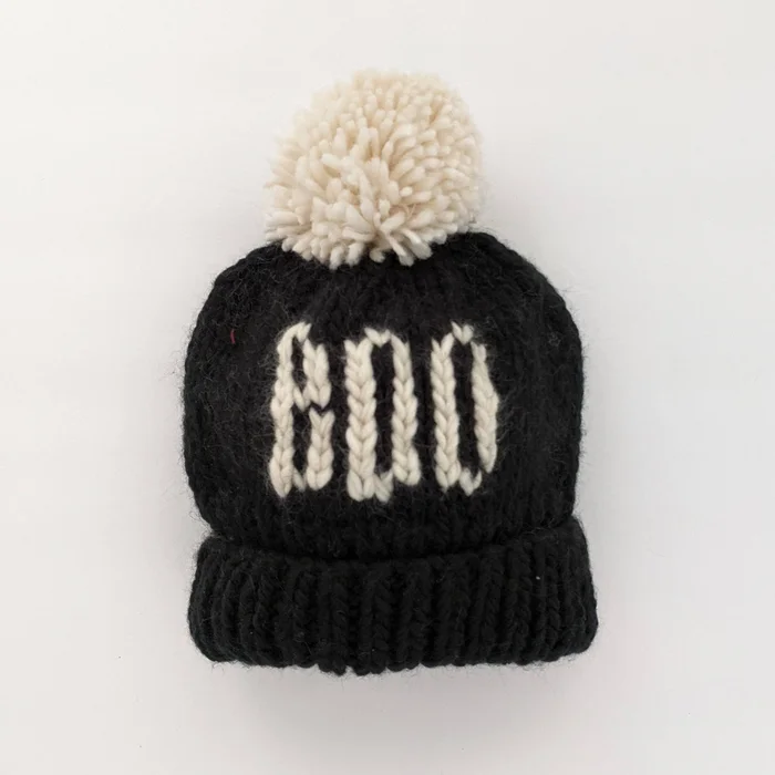Hat (Knit Beanie) – BOO Black Halloween
