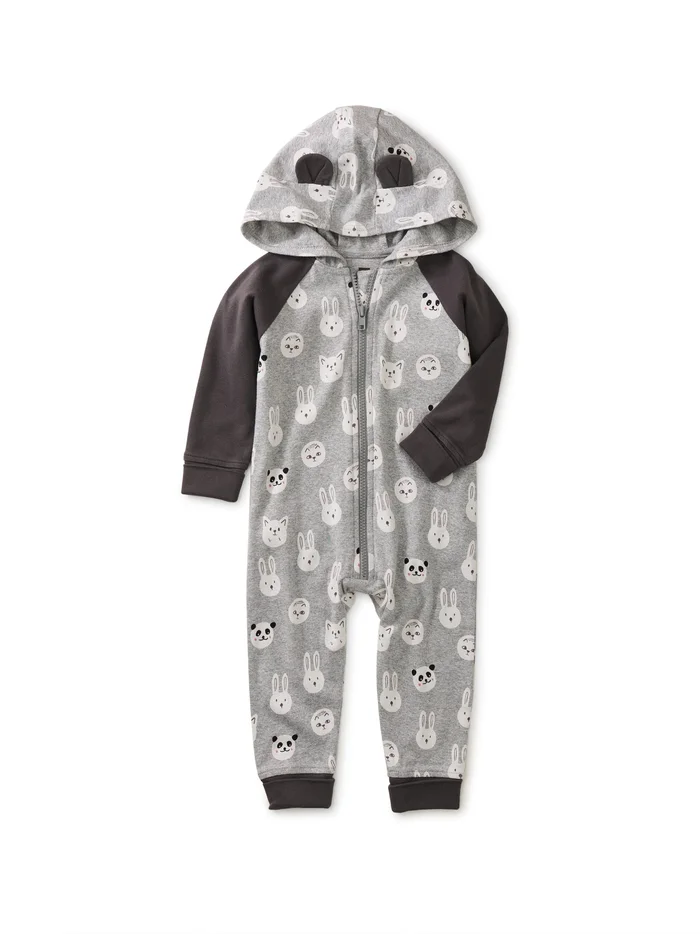 Hooded Baby Romper With Ears – Animal Faces