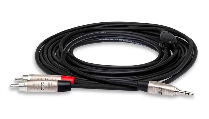 Hosa HMR-006Y, REAN 3.5mm TRS to Dual RCA Pro Stereo Breakout Cable – 6 Feet