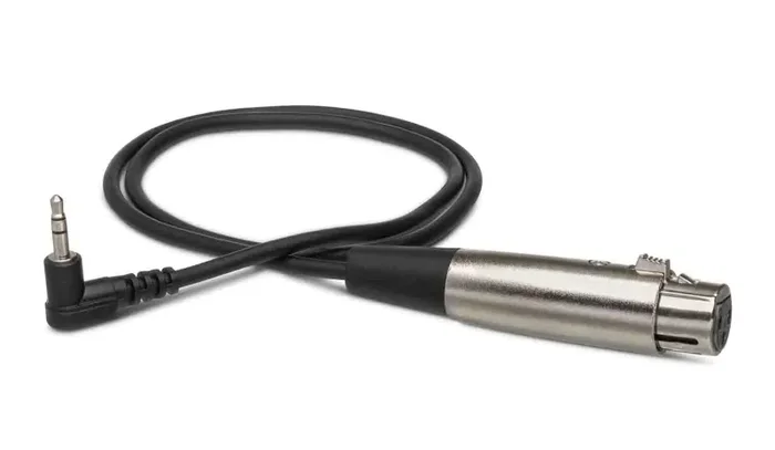 Hosa XVS-102F, XLR3F to Right Angle 3.5 mm TRS Microphone Cable – 2 Feet