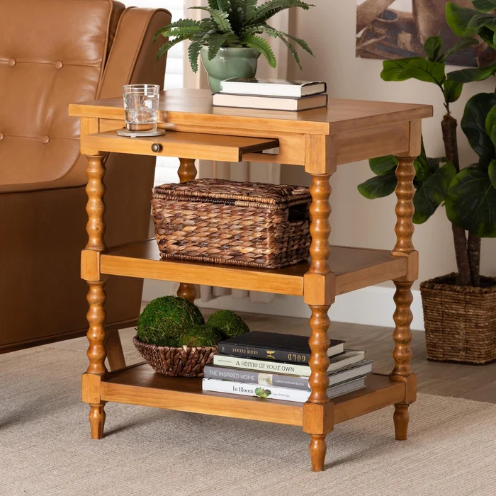 Imogene Retro-Modern Walnut Brown Finished Wood End Table