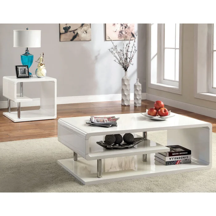 Inomata Contemporary 47-inch Wood Open-Shelf 2-Piece Coffee Table and End Table Set by Furniture of America
