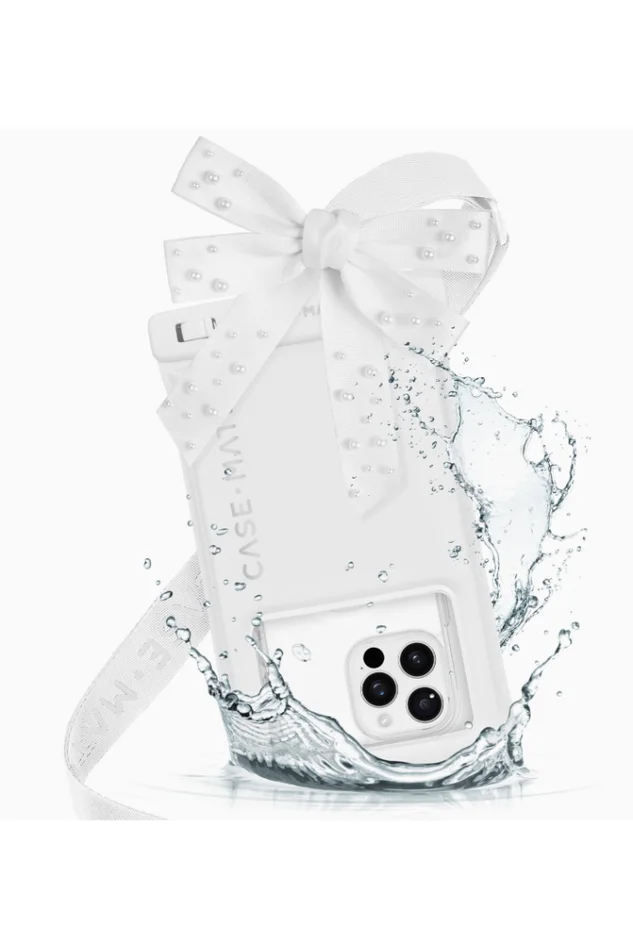 IVORY PEARL BOW WATERPROOF FLOATING POUCH