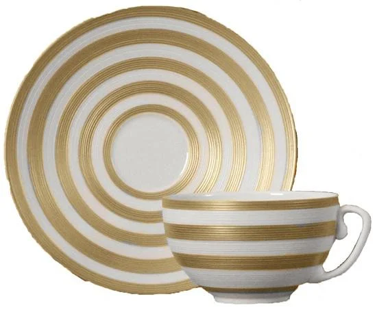J.L. Coquet Hemisphere Gold Stripe Tea Saucer