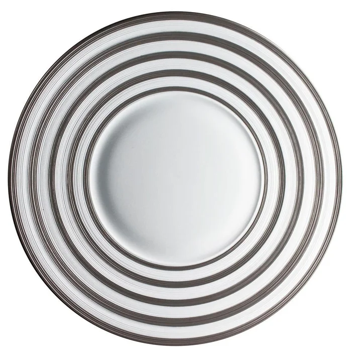J.L. Coquet Hemisphere Platinum Stripe Dinner Plate